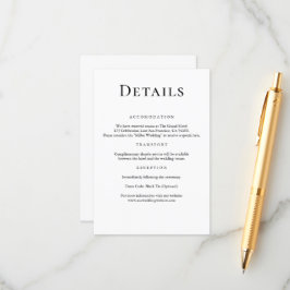 黒モダンミニマル白の結婚詳細 エンクロージャーカード