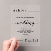 黒モダンミニマル白エレガントな結婚式 アクリル招待状 (インサイチュ (ポータブル))