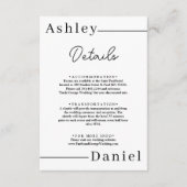 黒モダンミニマル白エレガントな結婚式 エンクロージャーカード (正面)