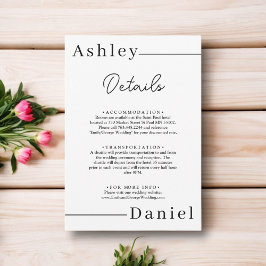 黒モダンミニマル白エレガントな結婚式 エンクロージャーカード