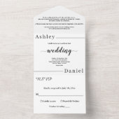 黒モダンミニマル白エレガントな結婚式 オールインワン招待状 (内側)