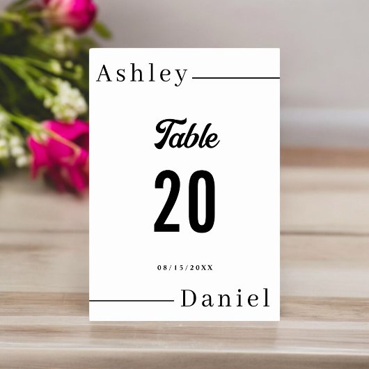 黒モダンミニマル白エレガントな結婚式 テーブルナンバー