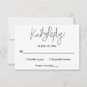 黒モダンミニマル白エレガントな結婚式 出欠カード (正面)