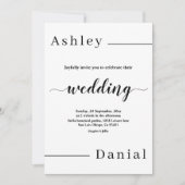 黒モダンミニマル白エレガントな結婚式 招待状 (正面)