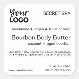 黒モダンミニマル白スパ製品ラベル スクエアシール