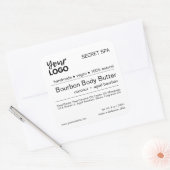 黒モダンミニマル白スパ製品ラベル スクエアシール (封筒)