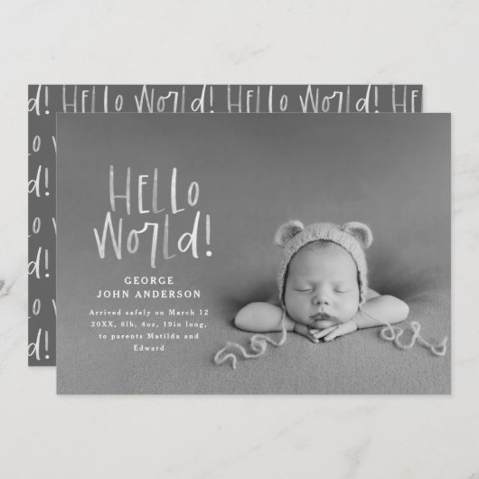 黒モダンミニマル白タイポグラフィ写真 案内状 (正面/裏面)