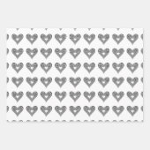 黒モダンミニマル白ハート ラッピングペーパーシート (正面3)