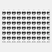 黒モダンミニマル白ハート ラッピングペーパーシート (正面2)