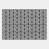 黒モダンミニマル白ハート ラッピングペーパーシート (正面)