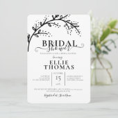 黒モダンミニマル白ブライダルシャワー 招待状 (スタンド正面)