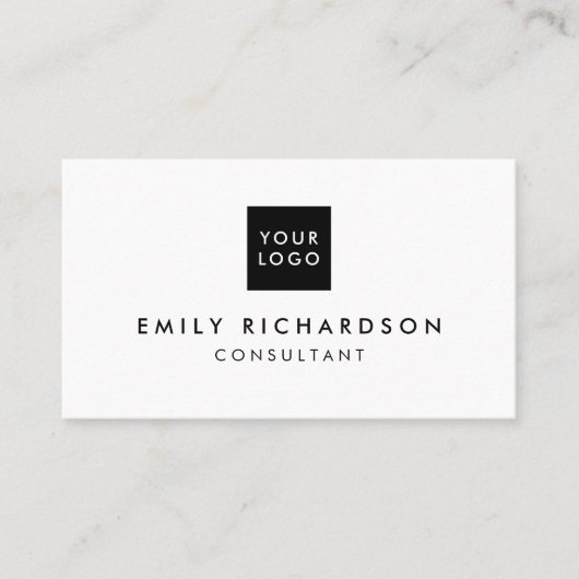 黒モダンミニマル白プロフェッショナルロゴ 名刺 (正面)