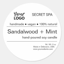 黒モダンミニマル白ロゴキャンドルパッケージ ラウンドシール