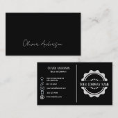 黒モダンミニマル白ロゴビジネスc 名刺 (正面/裏面)