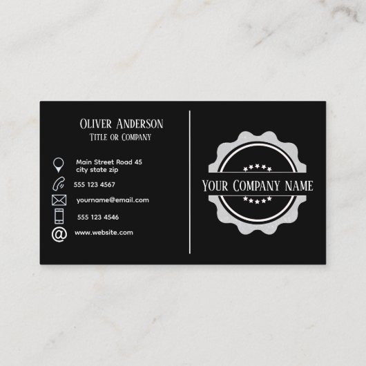 黒モダンミニマル白ロゴビジネスc 名刺 (裏面)