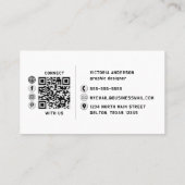 黒モダンミニマル白ロゴQRコード 名刺 (裏面)