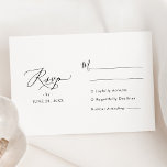 黒モダンミニマル白結婚の 出欠カード<br><div class="desc">このカスタマイズ可能なRSVPカードモダンは結婚、書道のスクリプトフォントと黒の上品なセリフ&サンフォントを組み合わせモダンて、どの季節にも最適です。一致する項目が使用可能。</div>