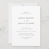 黒モダンミニマル白結婚の 招待状 (正面)