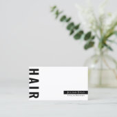 黒モダンミニマル白美容師 名刺 (スタンド正面)