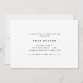 黒モダンミニマル白3枚の写真卒業 招待状 (裏面)