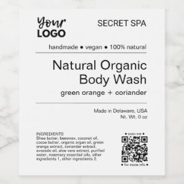 黒モダンミニマル白QR体洗浄ラベル ワインラベル