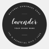 黒モダンミニマル石鹸ラベル ラウンドシール (正面)