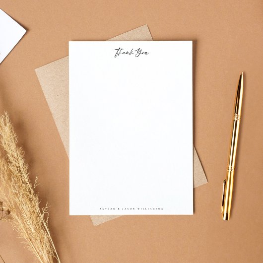 黒モダンミニマル筆スクリプトありがとうお手紙 便箋