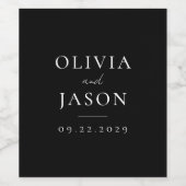 黒モダンミニマル結婚の ワインラベル (シングルラベル)