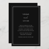 黒モダンミニマル結婚の 招待状 (正面/裏面)