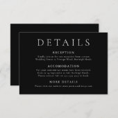 黒モダンミニマル結婚詳細 エンクロージャーカード (正面/裏面)