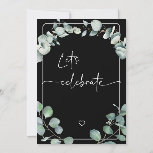 黒モダンミニマル緑ユ結婚ーカリ 招待状 (裏面)