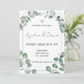 黒モダンミニマル緑ユ結婚ーカリ 招待状 (スタンド正面)