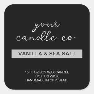 黒モダンミニマル蝋燭ラベル スクエアシール