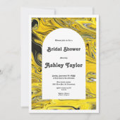 黒モダンミニマル金ゴールド抽象芸術ブライダルシャワー 招待状 (正面)