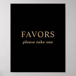 黒モダンミニマル金ゴールド結婚式の引き出物標識 ポスター