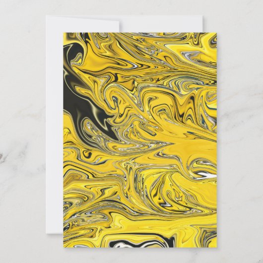 黒モダンミニマル金ゴールド絵を描抽象芸術結婚s 招待状 (裏面)