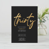 黒モダンミニマル金ゴールド30パーティー 招待状 (スタンド正面)