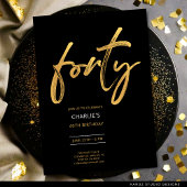 黒モダンミニマル金ゴールド40歳の誕生日 招待状