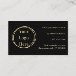 黒モダンミニマル金ゴールド 名刺