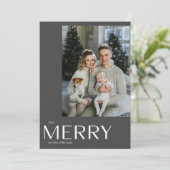 黒モダンメリー写真水彩クリスマス シーズンカード (スタンド正面)