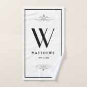 黒モダンモノグパーソナライズされたラムと名前 ハンドタオル (ハンドタオル)