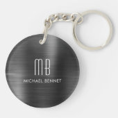 黒モダンモノグラムの キーホルダー (裏面)