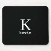 黒モダンモノグラムパーソナライズされた名 マウスパッド (正面)