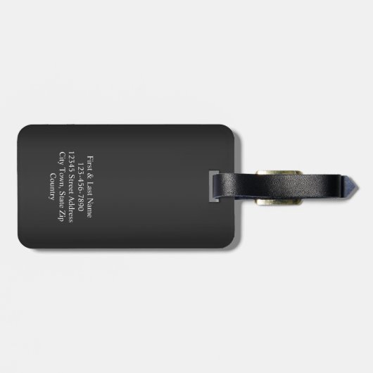 黒モダンモノグラムパーソナライズされた ラゲッジタグ (裏面横)