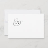 黒モダンモノグラム結婚写真ありがとう (裏面)