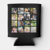 黒モダンモノグラム16フォトコラージュ 缶クーラー (正面)
