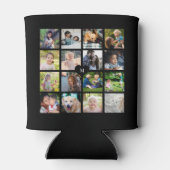 黒モダンモノグラム16フォトコラージュ 缶クーラー (裏面)