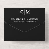 黒モダンモノグラムQRコードRSVP オールインワン招待状 (裏面)