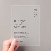 黒モダンモノグラ結婚ム アクリル招待状 (インサイチュ (ポータブル))