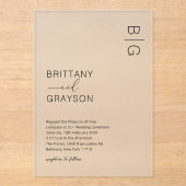 黒モダンモノグラ結婚ム アクリル招待状 (正面)